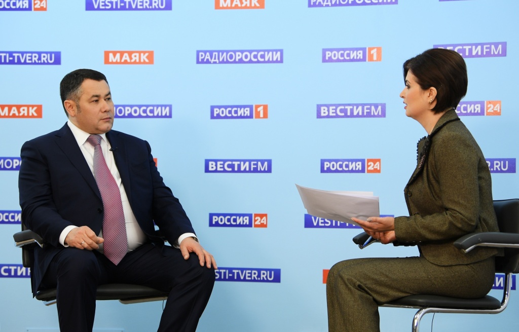 Игорь Руденя отвечает на вопросы в прямом эфире телеканала "Россия-24"