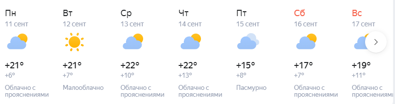 В Тверской области на неделе с 11 по 17 сентября самый холодный день ожидают в пятницу