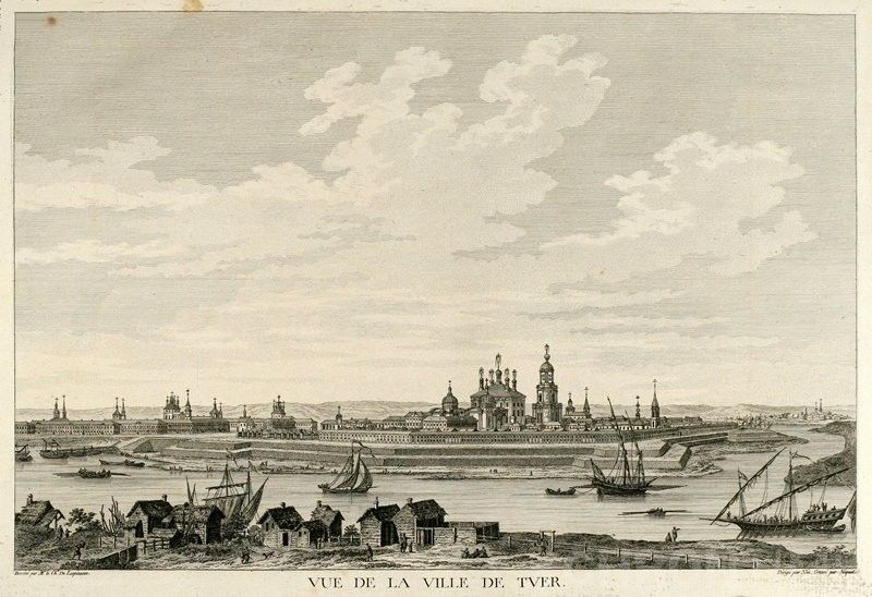 Вид на город Тверь. Французская гравюра